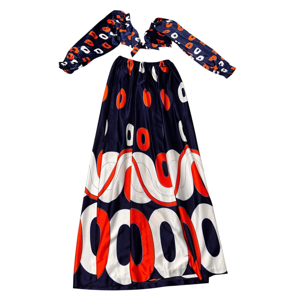 Vintage Jantzen 2 Piece Outfit Top and Maxi Skirt Retro Pattern Size‎ Small